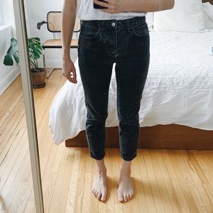 Vintage Look High Waist Mom Jean Faded Black